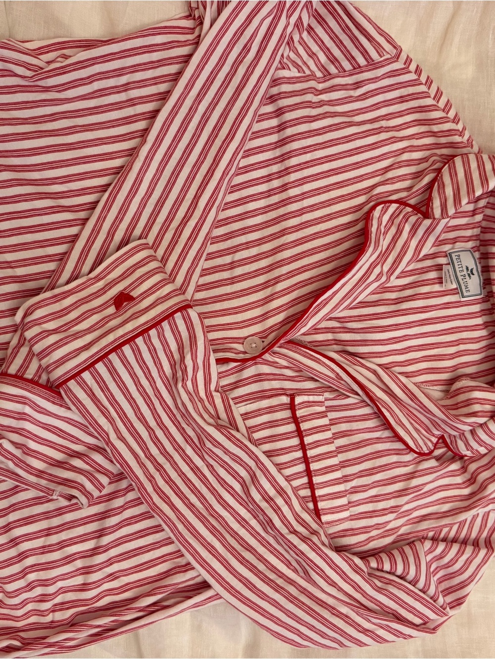 Striped Red & White Long-Sleeve Pajama Set - Picture 2 of 5